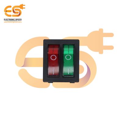 KCD3 15A 250V AC 4-Pin Rocker Switch Red Green ON/OFF LED Indicator
